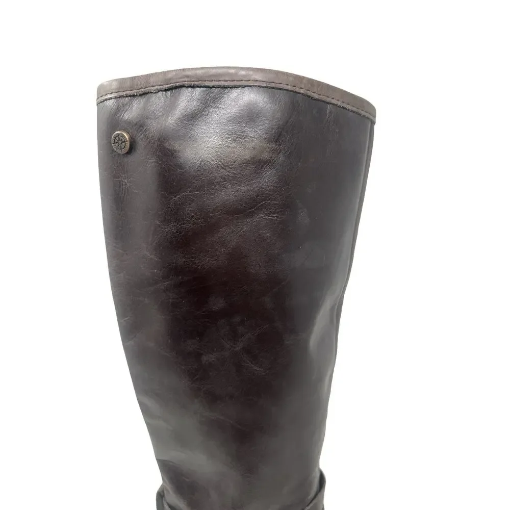 BUSSOLA Prague Ebony Leather Moto Riding Boots Knee High EU 40 / 9 - 9.5
